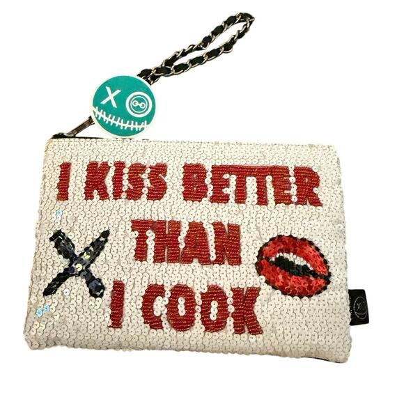 House of MUA MUA Sequin Clutch Wristlet Hand Embroidered Designer Italian Bag - Picture 11 of 16